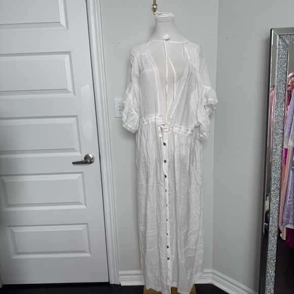 NEW Sheer Button-Down Cover-Up Kaftan Boho Kimono Coastal Cowgirl prarie Os - Picture 8 of 12